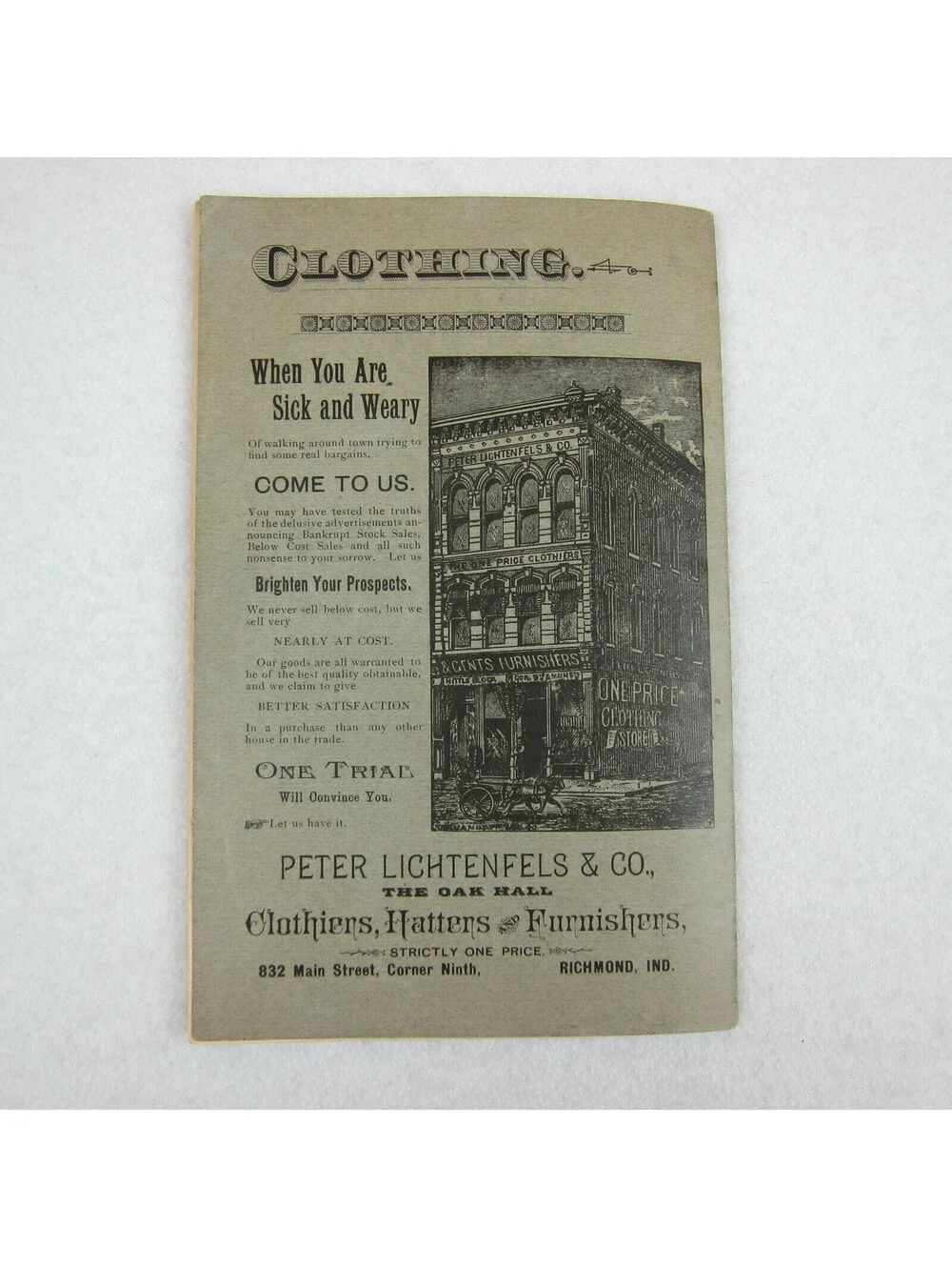 1888 George H Knollenbergs Illustrated Almanac Richmond Indiana Advertising RARE